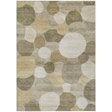 3' X 5' Khaki And Beige Geometric Washable Indoor Outdoor Area Rug