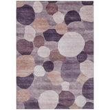 3' X 5' Plum Gray And Ivory Geometric Washable Indoor Outdoor Area Rug