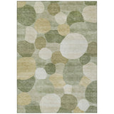 3' X 5' Sage Ivory And Beige Geometric Washable Indoor Outdoor Area Rug