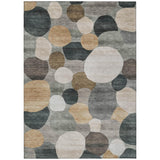 5' X 8' Taupe And Brown Geometric Washable Indoor Outdoor Area Rug