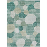 3' X 5' Teal Blue And Ivory Geometric Washable Indoor Outdoor Area Rug