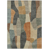 5' X 8' Terra Cotta And Gray Abstract Washable Indoor Outdoor Area Rug