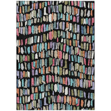 3' X 5' Black Pink And Green Striped Washable Indoor Outdoor Area Rug