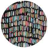8' Black Pink And Green Round Striped Washable Indoor Outdoor Area Rug