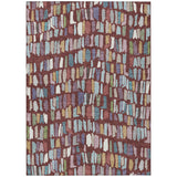 3' X 5' Burgundy Teal Blue And Green Striped Washable Indoor Outdoor Area Rug