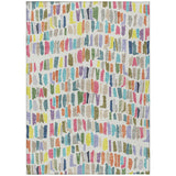 3' X 5' Ivory Orange And Green Striped Washable Indoor Outdoor Area Rug