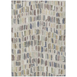 3' X 5' Linen Gray And Beige Striped Washable Indoor Outdoor Area Rug