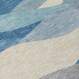 3' X 5' Blue Beige And Gray Abstract Washable Indoor Outdoor Area Rug