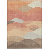 3' X 5' Coral And Gray Abstract Washable Indoor Outdoor Area Rug