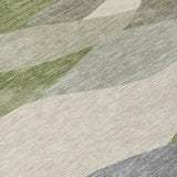 5' X 8' Green And Gray Abstract Washable Indoor Outdoor Area Rug