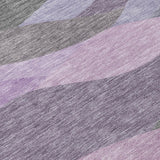 3' X 5' Plum And Gray Abstract Washable Indoor Outdoor Area Rug