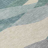 5' X 8' Teal Blue And Gray Abstract Washable Indoor Outdoor Area Rug