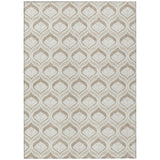 3' X 5' Beige And Taupe Geometric Washable Indoor Outdoor Area Rug