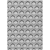 3' X 5' Charcoal And Silver Geometric Washable Indoor Outdoor Area Rug