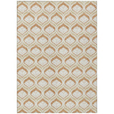 3' X 5' Copper And Beige Geometric Washable Indoor Outdoor Area Rug