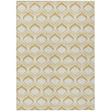 3' X 5' Gold And Ivory Geometric Washable Indoor Outdoor Area Rug