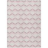 5' X 8' Pink And Ivory Geometric Washable Indoor Outdoor Area Rug
