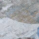 3' X 5' Blue And Beige Geometric Washable Indoor Outdoor Area Rug