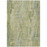 3' X 5' Artichoke Green And Beige Abstract Washable Indoor Outdoor Area Rug