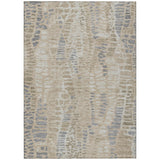 3' X 5' Beige And Gray Abstract Washable Indoor Outdoor Area Rug