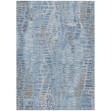 5' X 8' Denim Blue And Ivory Abstract Washable Indoor Outdoor Area Rug