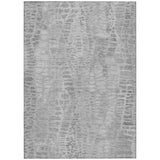 3' X 5' Gray And Silver Abstract Washable Indoor Outdoor Area Rug