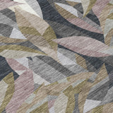 3' X 5' Khaki And Brown Floral Washable Indoor Outdoor Area Rug