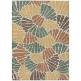 3' X 5' Artichoke Green Copper And Gold Floral Washable Indoor Outdoor Area Rug