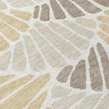 3' X 5' Beige Gold And Brown Floral Washable Indoor Outdoor Area Rug