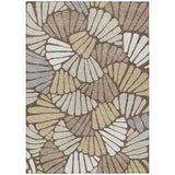 3' X 5' Chocolate Gold And Gray Floral Washable Indoor Outdoor Area Rug