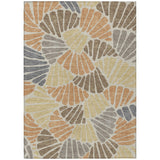3' X 5' Copper Gold And Brown Floral Washable Indoor Outdoor Area Rug