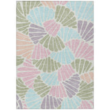 5' X 8' Sage Pink And Aqua Floral Washable Indoor Outdoor Area Rug