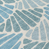 5' X 8' Teal Blue Ivory And Gray Floral Washable Indoor Outdoor Area Rug