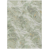 3' X 5' Lime Green And Ivory Floral Washable Indoor Outdoor Area Rug