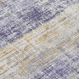 3' X 5' Lavender Ivory And Gray Striped Washable Indoor Outdoor Area Rug