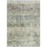 3' X 5' Olive Green Beige And Brown Striped Washable Indoor Outdoor Area Rug