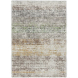 3' X 5' Beige And Brown Striped Washable Indoor Outdoor Area Rug