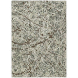 5' X 8' Artichoke Green Brown And Ivory Abstract Washable Indoor Outdoor Area Rug