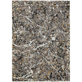 3' X 5' Black Ivory And Beige Abstract Washable Indoor Outdoor Area Rug