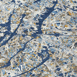 3' X 5' Navy Blue Ivory And Copper Abstract Washable Indoor Outdoor Area Rug