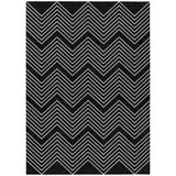 3' X 5' Black And Ivory Geometric Washable Indoor Outdoor Area Rug