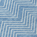 3' X 5' Blue And Ivory Geometric Washable Indoor Outdoor Area Rug