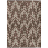 5' X 8' Brown And Ivory Geometric Washable Indoor Outdoor Area Rug