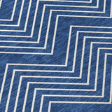 5' X 8' Navy Blue And Ivory Geometric Washable Indoor Outdoor Area Rug