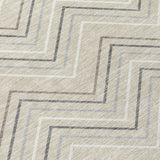 3' X 5' Beige Ivory And Gray Geometric Washable Indoor Outdoor Area Rug