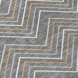 3' X 5' Gray Ivory And Gold Geometric Washable Indoor Outdoor Area Rug