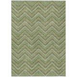 5' X 8' Green Ivory And Brown Geometric Washable Indoor Outdoor Area Rug