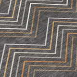 3' X 5' Charcoal Ivory And Brown Striped Washable Indoor Outdoor Area Rug