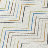 3' X 5' Ivory Blue And Beige Striped Washable Indoor Outdoor Area Rug
