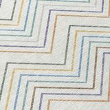 3' X 5' Pacific Blue Ivory And Copper Striped Washable Indoor Outdoor Area Rug